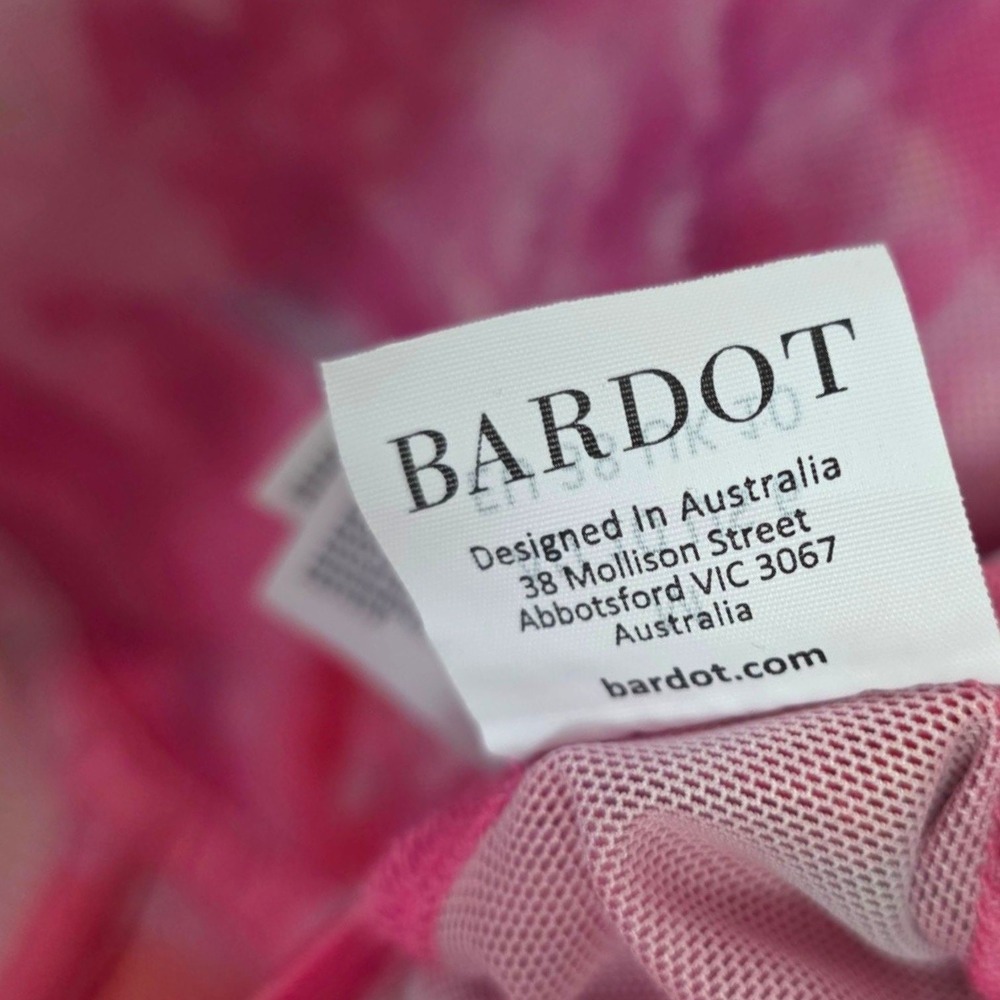 Bardot Lena Mesh Corset Top Pink Sheer Cropped Long Sleeve‎ Crewneck Medium - Picture 11 of 11